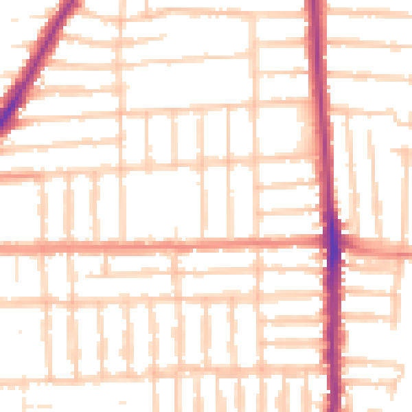 Daytime road noise heatmap for PO2 0JZ