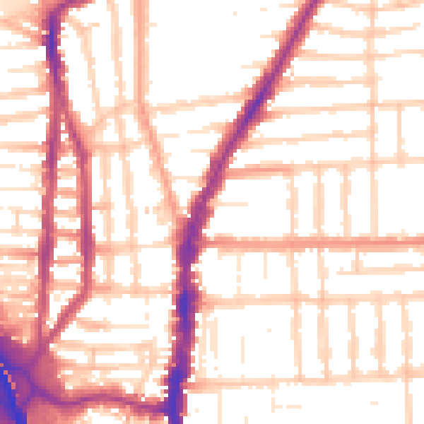 Daytime road noise heatmap for PO2 0NE