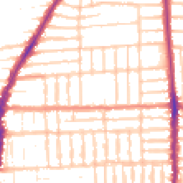 Daytime road noise heatmap for PO2 0NS