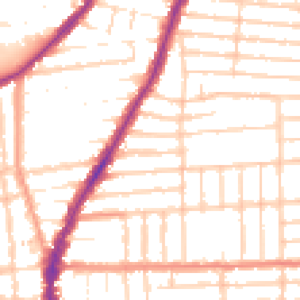 Daytime road noise heatmap for PO2 0QJ