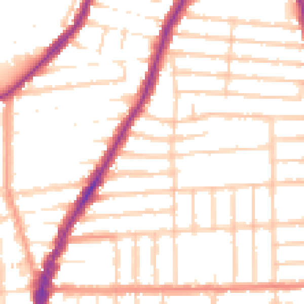 Daytime road noise heatmap for PO2 0QR