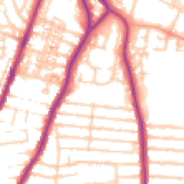 Daytime road noise heatmap for PO2 0TX