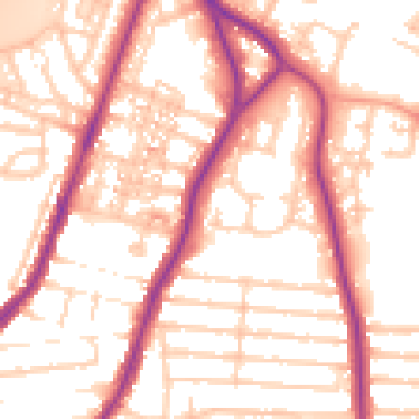 Daytime road noise heatmap for PO2 0UQ