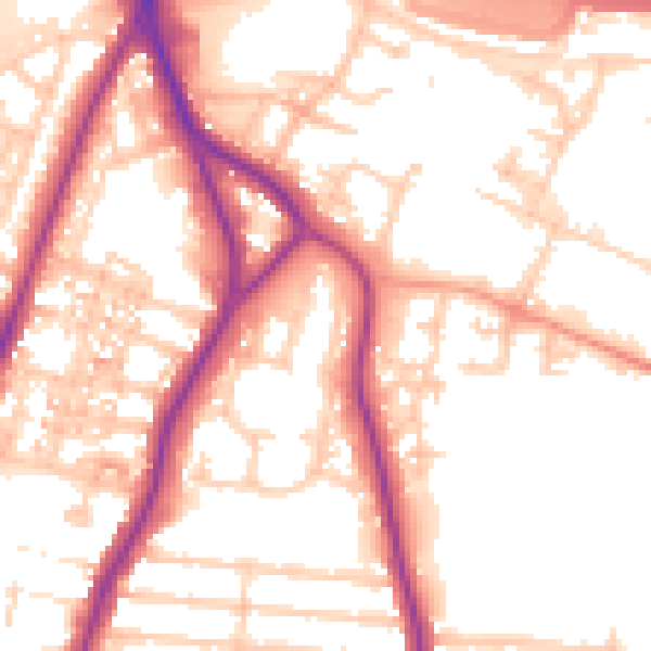 Daytime road noise heatmap for PO2 0UT