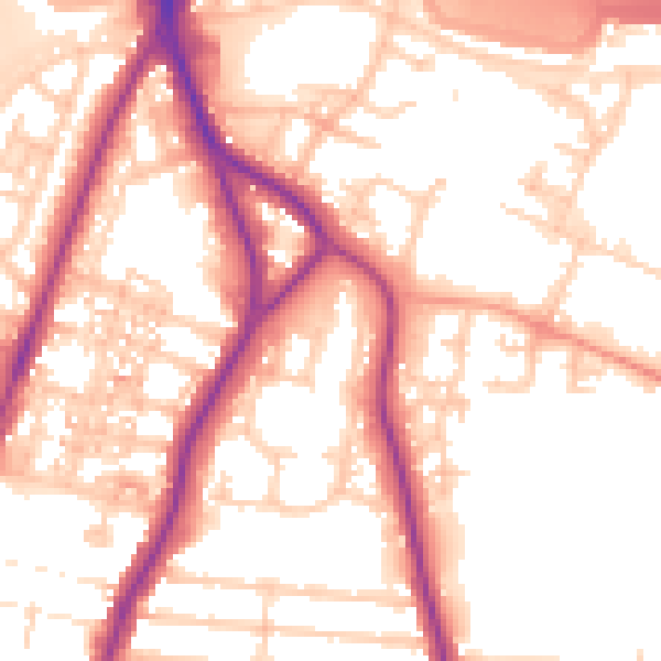 Daytime road noise heatmap for PO2 0UZ