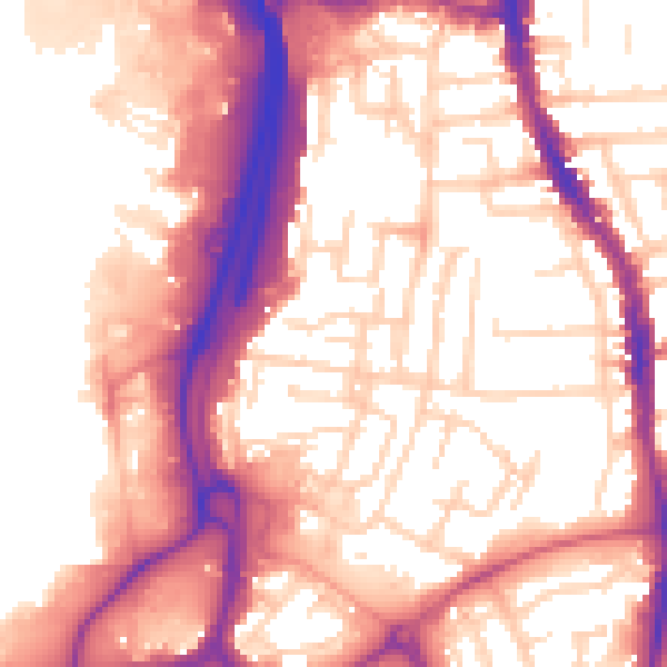 Daytime road noise heatmap for PO2 7BU