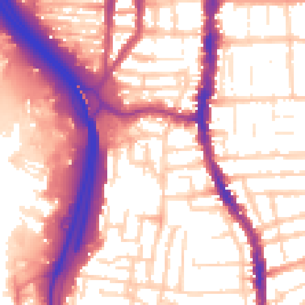Daytime road noise heatmap for PO2 7EZ