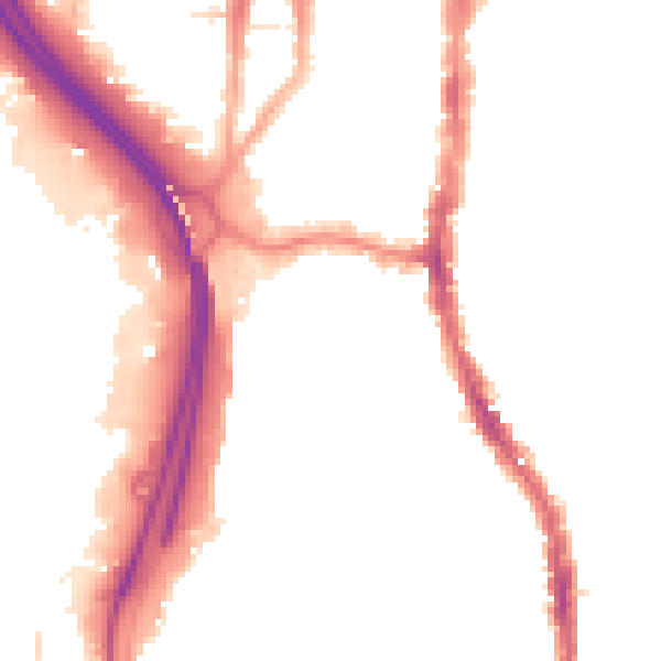 Night-time road noise heatmap for PO2 7EZ