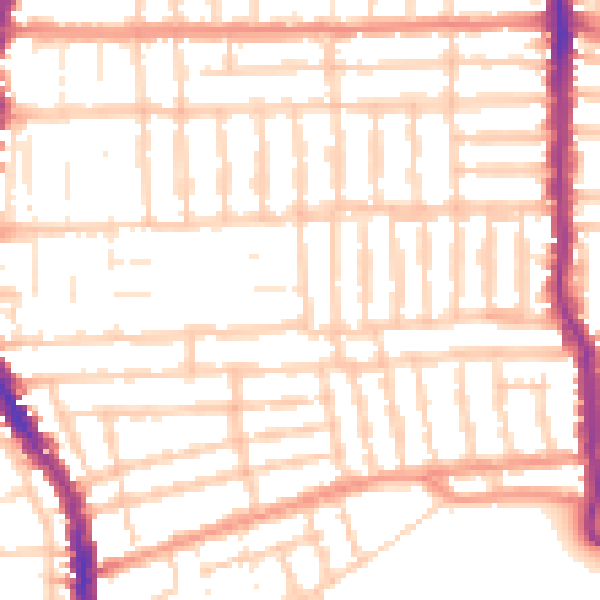 Daytime road noise heatmap for PO2 7HS