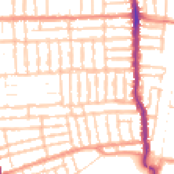 Daytime road noise heatmap for PO2 7JX