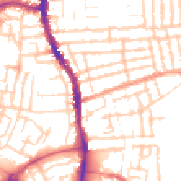 Daytime road noise heatmap for PO2 7PP