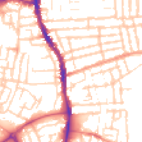 Daytime road noise heatmap for PO2 7QR
