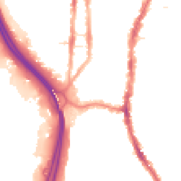 Night-time road noise heatmap for PO2 8AS