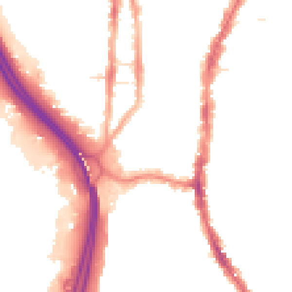 Night-time road noise heatmap for PO2 8AY
