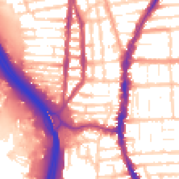 Daytime road noise heatmap for PO2 8BG