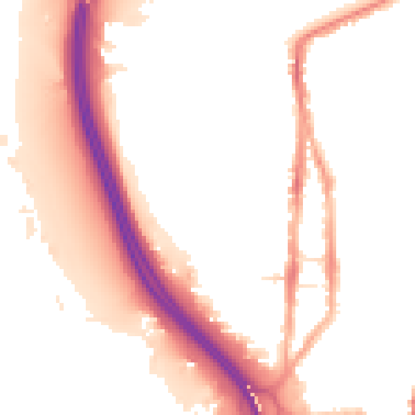 Night-time road noise heatmap for PO2 8EJ