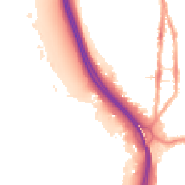 Night-time road noise heatmap for PO2 8EP