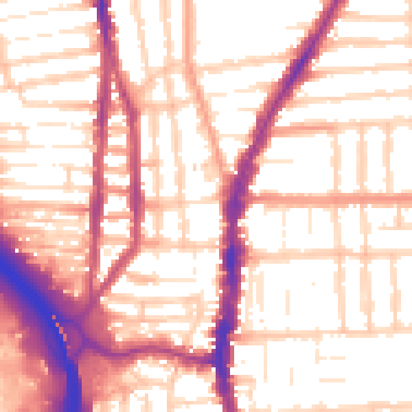 Daytime road noise heatmap for PO2 8HL