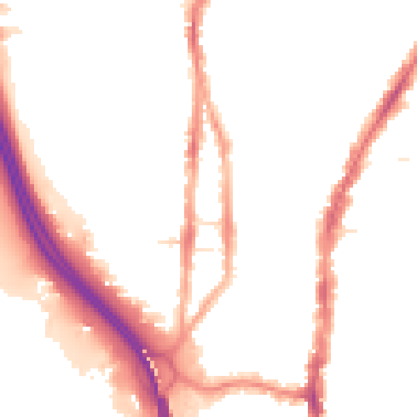Night-time road noise heatmap for PO2 8JN