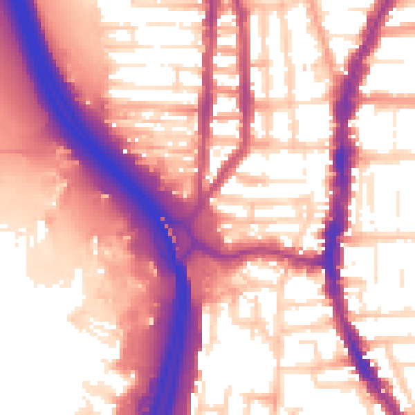 Daytime road noise heatmap for PO2 8JQ