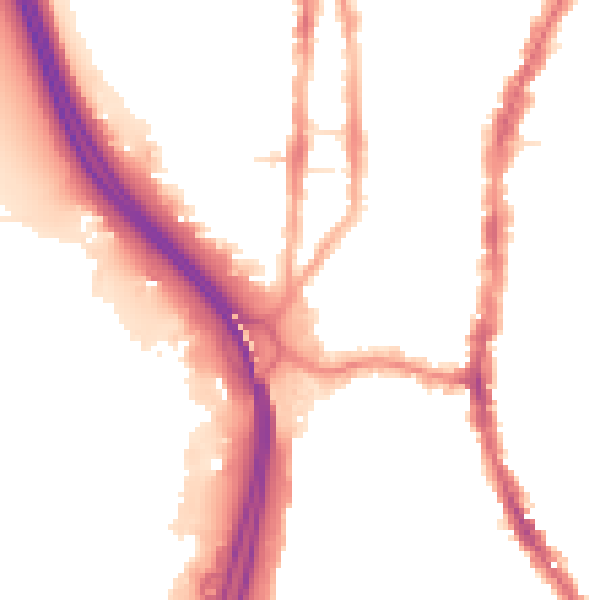 Night-time road noise heatmap for PO2 8JQ