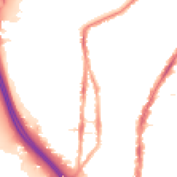 Night-time road noise heatmap for PO2 8LD