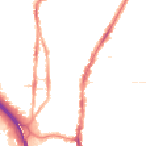 Night-time road noise heatmap for PO2 9AW