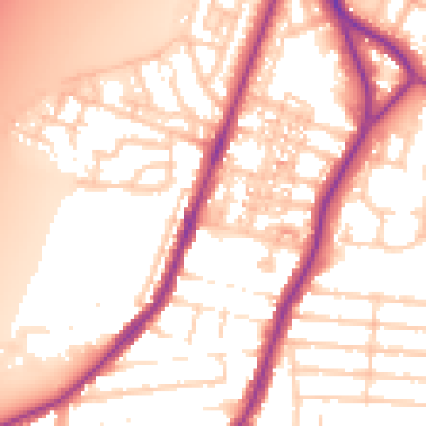Daytime road noise heatmap for PO2 9EZ