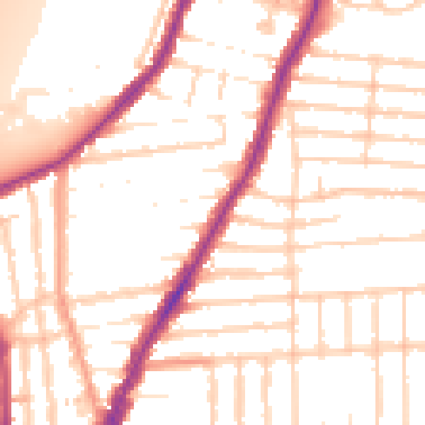 Daytime road noise heatmap for PO2 9HE