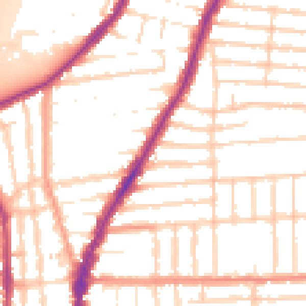 Daytime road noise heatmap for PO2 9JQ