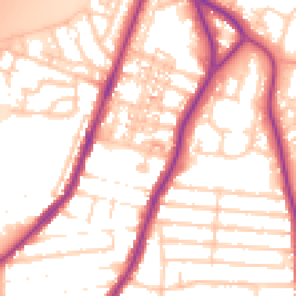 Daytime road noise heatmap for PO2 9NF