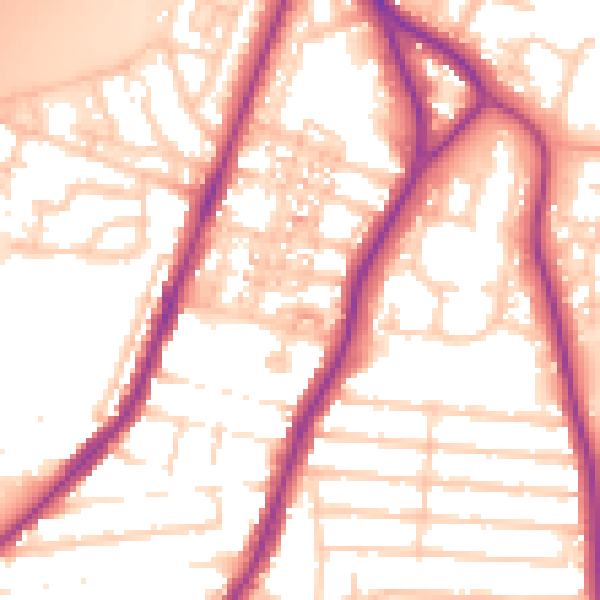Daytime road noise heatmap for PO2 9NG