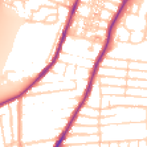Daytime road noise heatmap for PO2 9NP