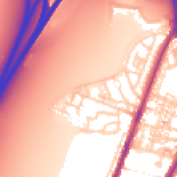 Daytime road noise heatmap for PO2 9NU