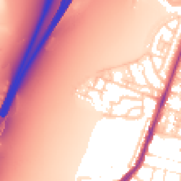 Daytime road noise heatmap for PO2 9NY