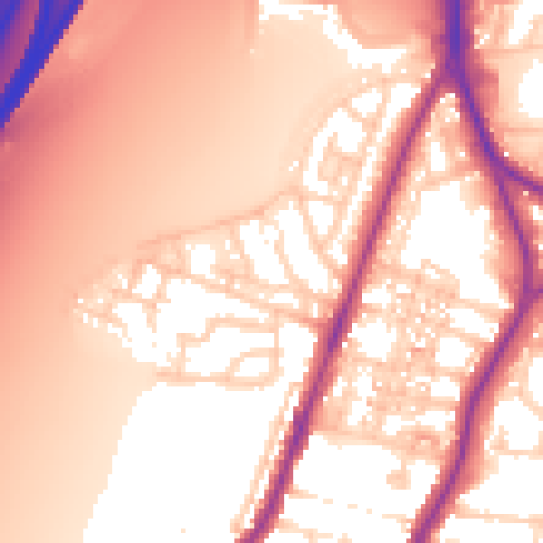 Daytime road noise heatmap for PO2 9PR
