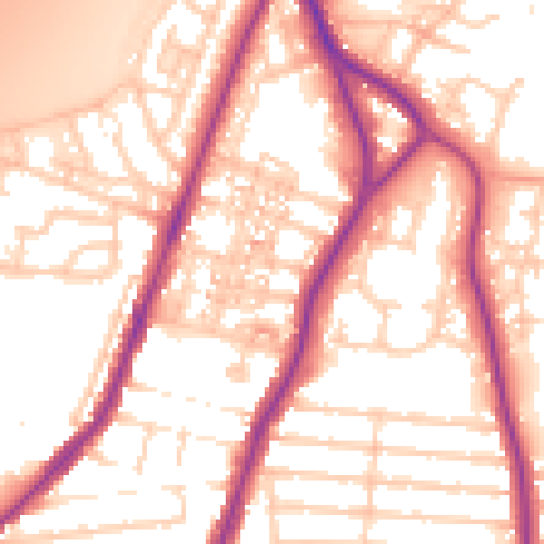 Daytime road noise heatmap for PO2 9QJ