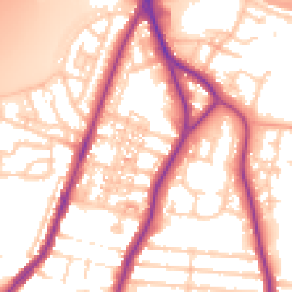 Daytime road noise heatmap for PO2 9QL