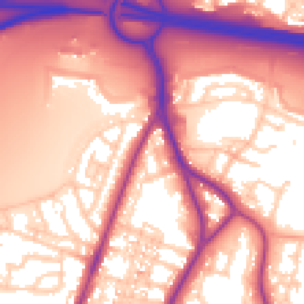 Daytime road noise heatmap for PO2 9QY