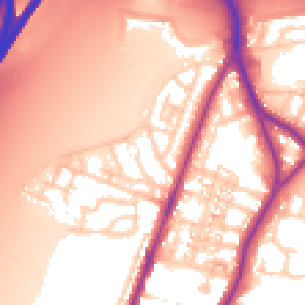 Daytime road noise heatmap for PO2 9SJ