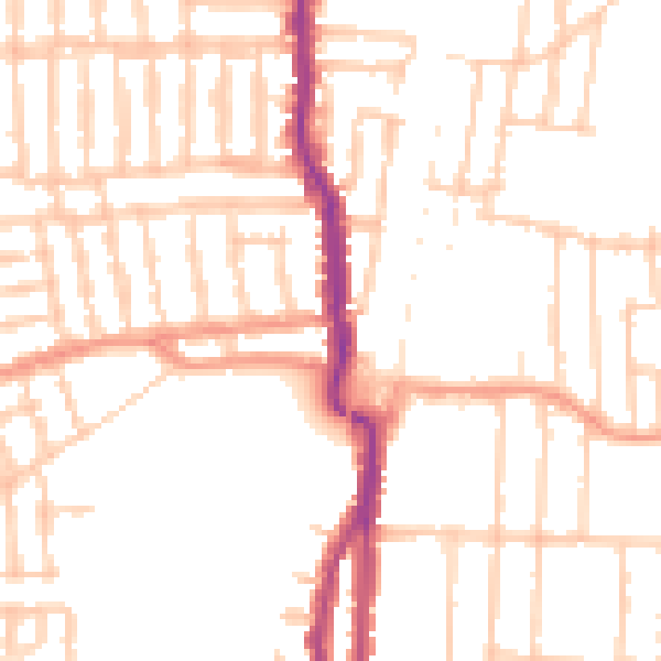 Daytime road noise heatmap for PO3 5AD