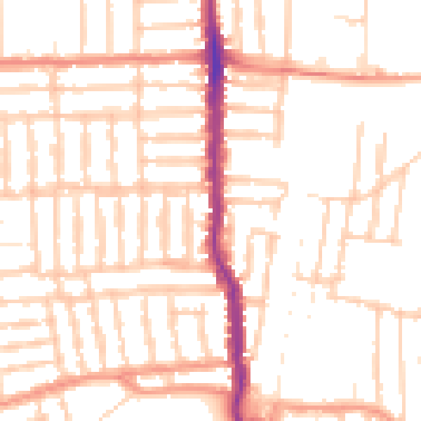 Daytime road noise heatmap for PO3 5AG