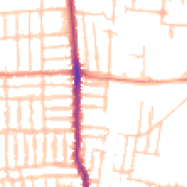 Daytime road noise heatmap for PO3 5AU