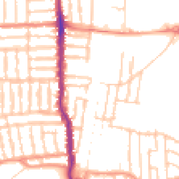 Daytime road noise heatmap for PO3 5AY