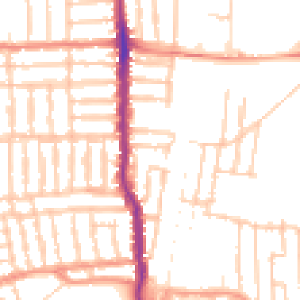 Daytime road noise heatmap for PO3 5BA