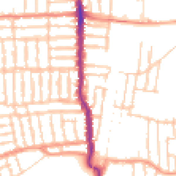 Daytime road noise heatmap for PO3 5BB