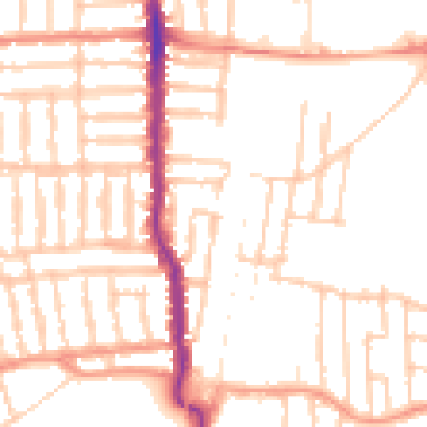 Daytime road noise heatmap for PO3 5BE