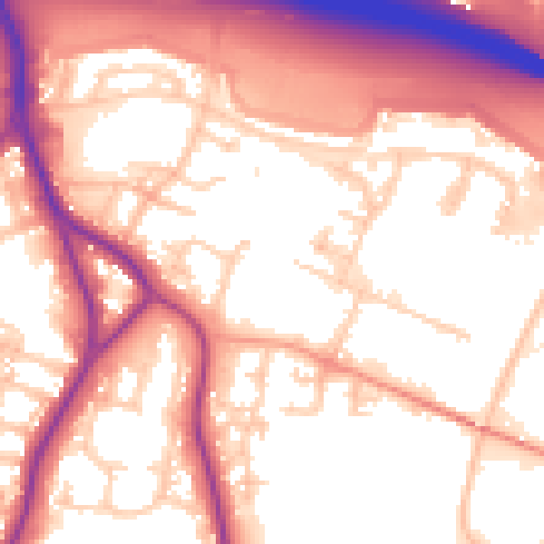 Daytime road noise heatmap for PO3 5BJ