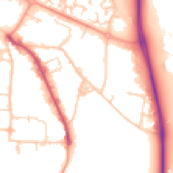 Daytime road noise heatmap for PO3 5BL