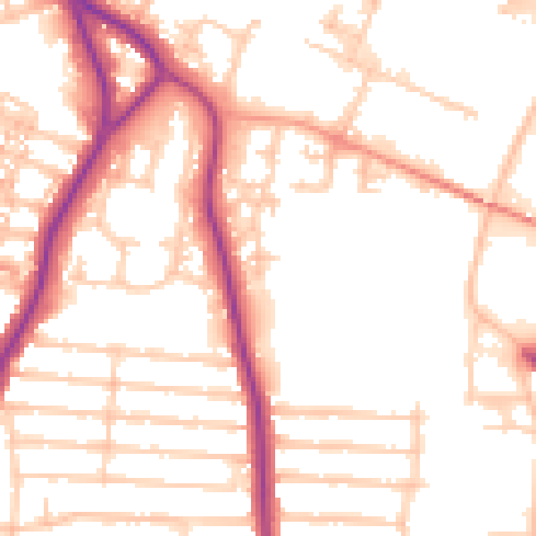 Daytime road noise heatmap for PO3 5BN